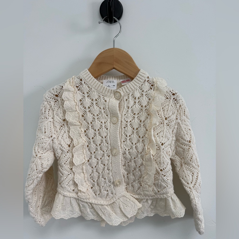 Zara Kids Ivory Lace Knit Sweater